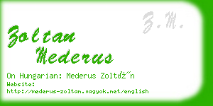 zoltan mederus business card